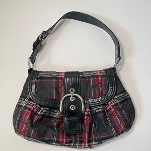 COACH Plaid Logo Shoulder Purse